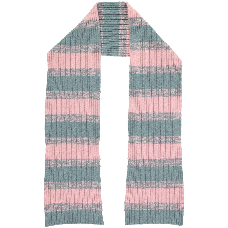 Sea Green & Pink Marl Stripe Lambswool Scarf
