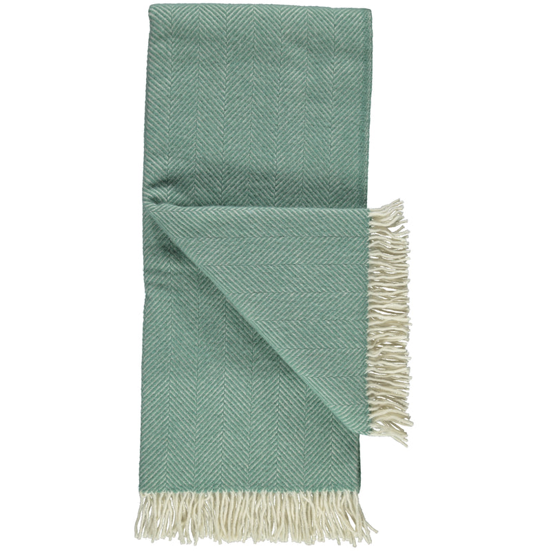 Sea Green Herringbone Wool Throw