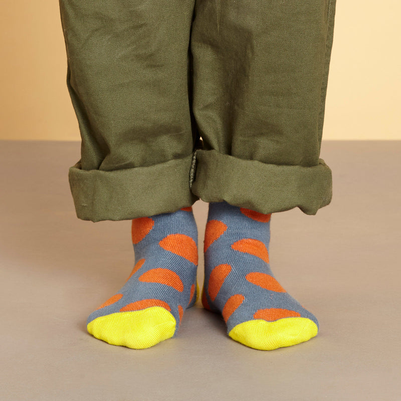 Slate & Orange Big Spot Kids' Cotton Knee Socks