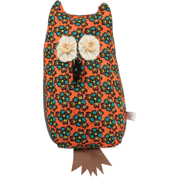 afro owl doorstop orange