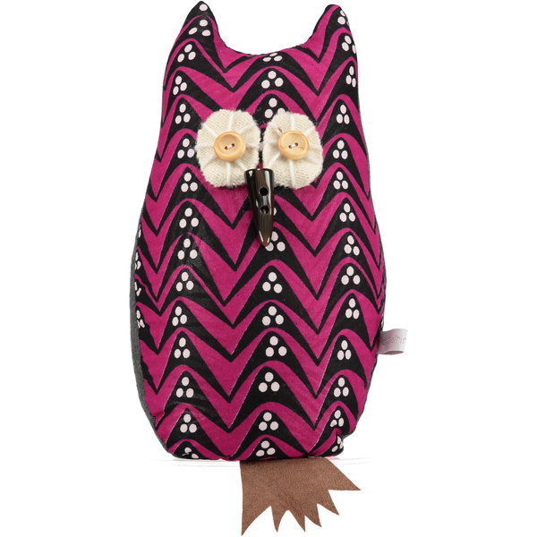 afro owl door stop lavender filled pink
