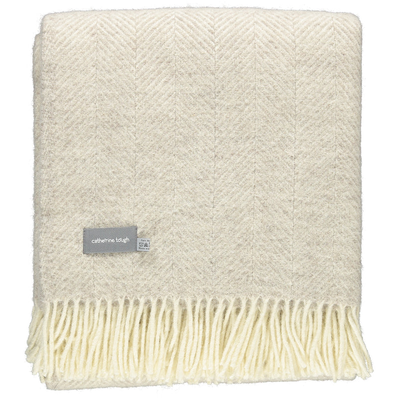 Soft Brown Fishbone Wool Throw
