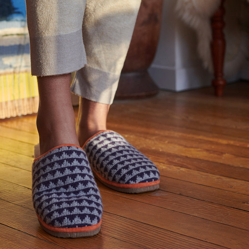 Purple Triangle Lambswool & Sheepskin Slippers